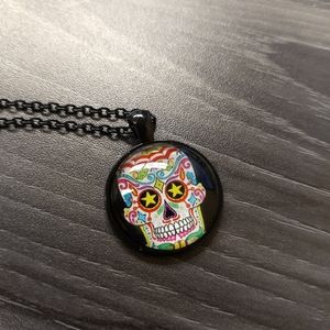 Jewelry - SUGAR SKULL NECKLACE - Cabochon Jewelry Jewelry - SUGAR SKULL NECKLACE - Cabochon Jewelry